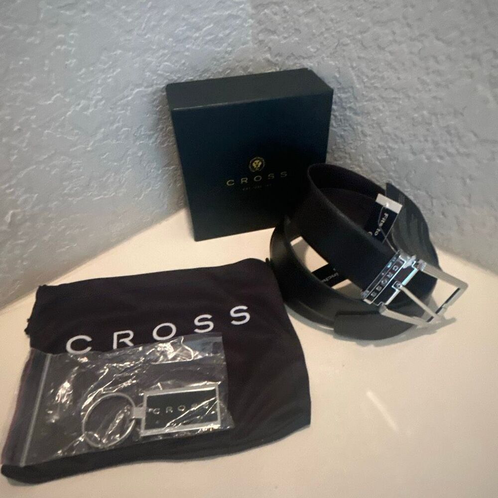 Cross Men's Size XL Reversible Brown And Black Leather Belt Fits 38-42” NEW